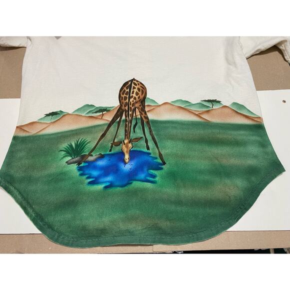 Vintage 90s Signal Sport Africa Giraffe Button up shirt Large USA Single Stitch - Picture 8 of 10